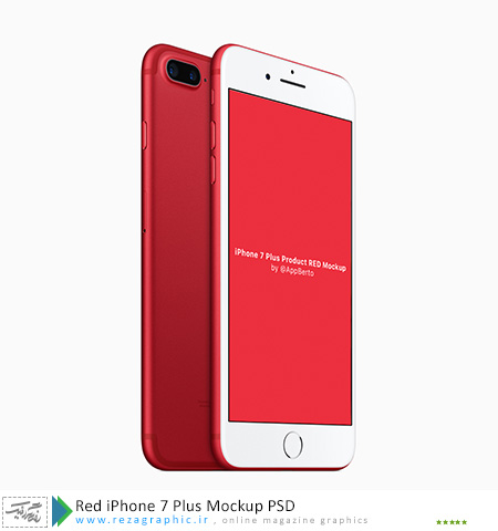طرح لایه باز پیش نمایش و موک آپ آیفون 7 پلاس قرمز - Red iPhone 7 Plus Mockup